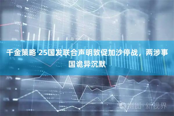 千金策略 25国发联合声明敦促加沙停战,两涉事国诡异沉默