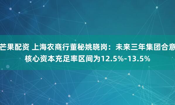芒果配资 上海农商行董秘姚晓岗：未来三年集团合意核心资本充足率区间为12.5%-13.5%