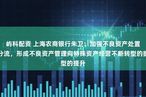 屿科配资 上海农商银行朱卫：加强不良资产处置的分流，形成不良资产管理向特殊资产经营不断转型的提升